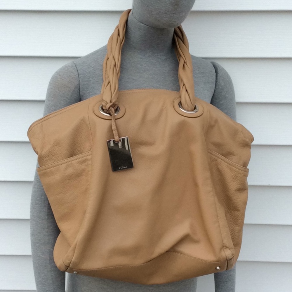 Furla amazing large leather bag with braided strap